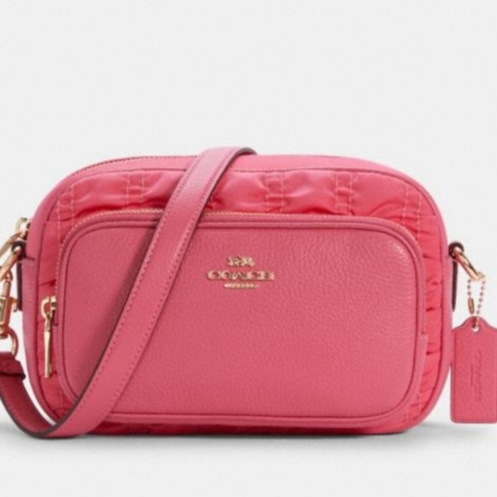 Coach Court Crossbody With RuchingCOLOR:Gold/Confetti Pink new - Picture 1 of 7